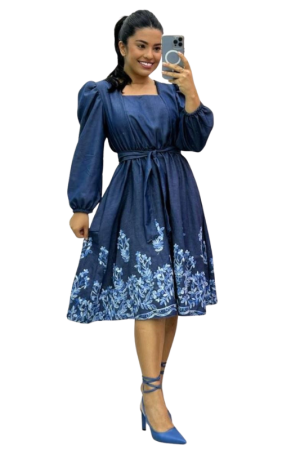 Vestido Jeans Bordado