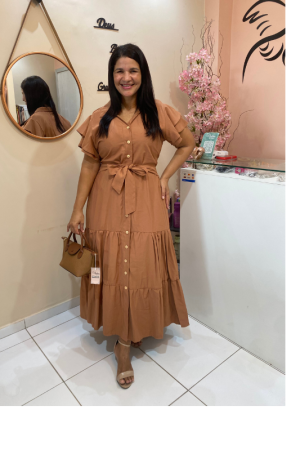 VESTIDO MID NAS MARIAS COM BOTES FUNCIONAIS
